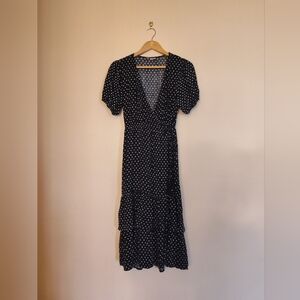 Knox Rose Black and White Ruffled Wrap Sundress